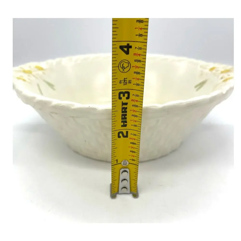 Vintage Metlox Sculptured Daisy Poppytrail Serving Bowl with Handles 9” Calif